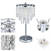 Elegant Bedside Table Lamp with 3 Layered Crystal Drops Bedside Light Living and Home 