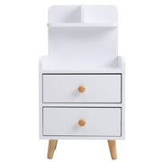 White Wooden Bedside Table with Wooden Legs and Drawers Cabinets Living and Home 