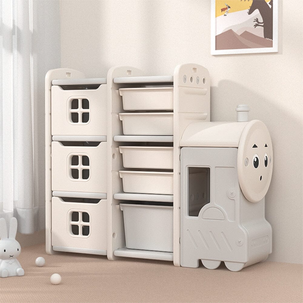 Grey Cute Bus-shaped Storage Shelves Organizer for Kids Shelves & Racks Living and Home 