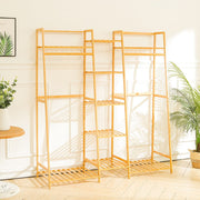 Bamboo Trapezoid Multi-Functional Clothing Hanging Rack with 5-Tier Storage Shelves Shelves & Racks Living and Home 