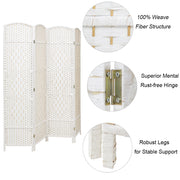 4/6 White Wooden Panels Folding Room Divider Partition Slat Privacy Screen Living Room Divider Living and Home 