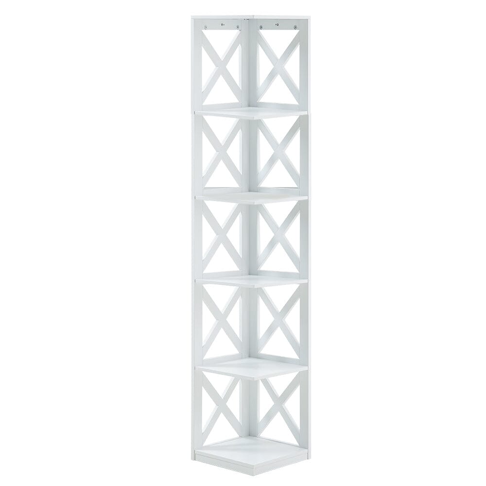 Black/White Wooden 5 tier Rectangular Vertical Living Room Shelf Shelves & Racks Living and Home 