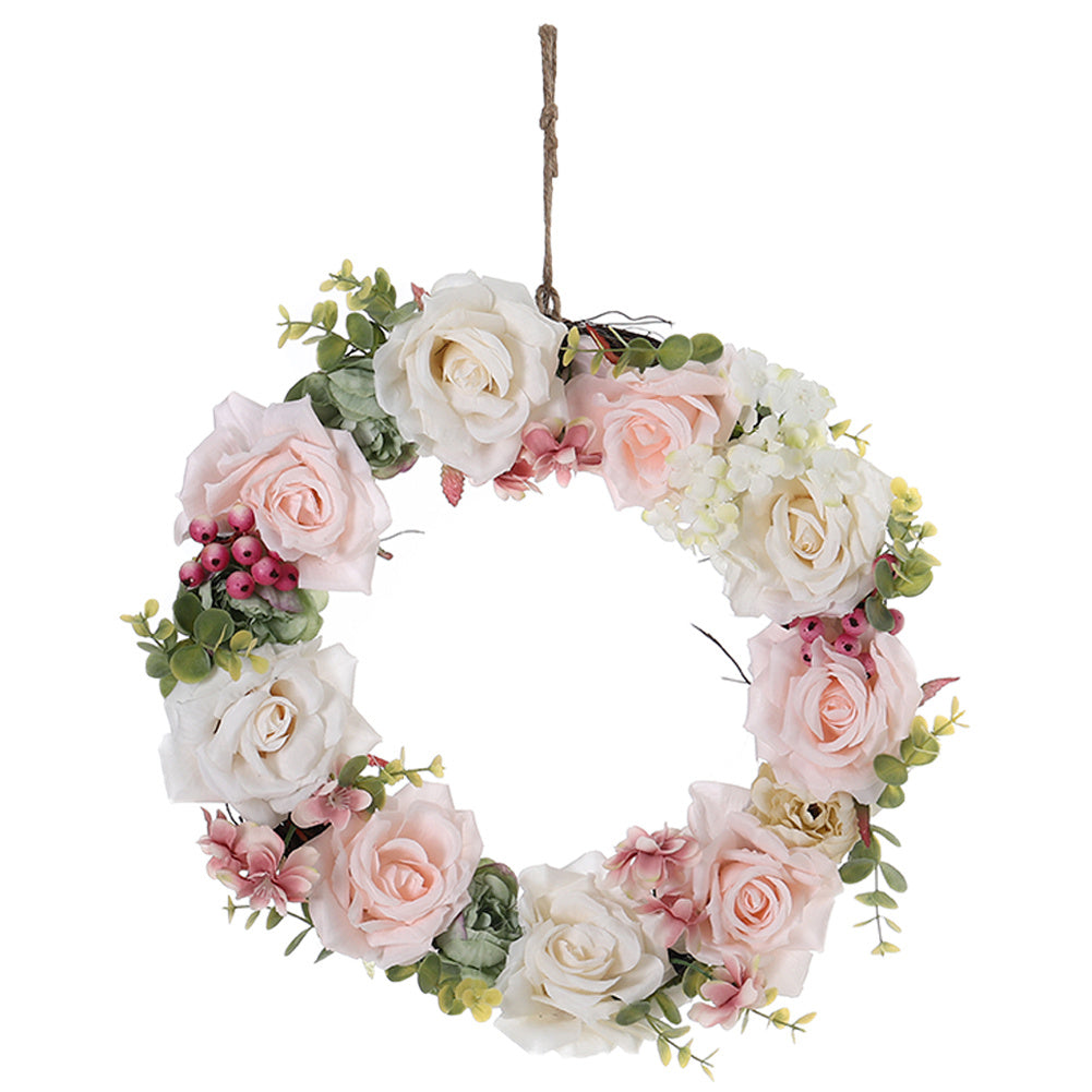 30cm Vintage Artificial Rose Wreath Hanging Floral Decoration