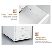 3/4/5/6/8Drawers Office Filing Cabinet Metal White Chest Storage Unit Wheels Cabinets Living and Home 