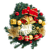 30cm Artificial Christmas Wreath with Gold Xmas Baubles Bow Knot Bells Christmas Living and Home 