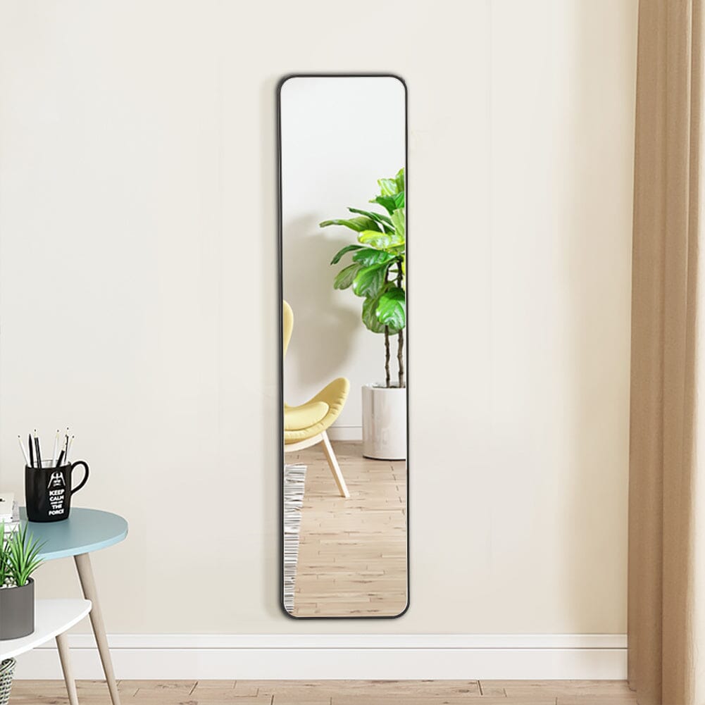 Full Length Mirror with Rounded Corners Door Hanging Wall Mirrors Living and Home Black 