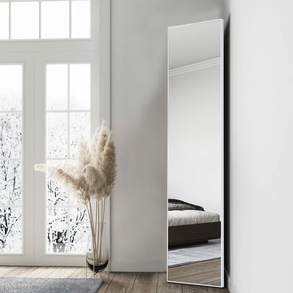 147cm H Metal Frame Over the Door Full Length Mirror Wall Mirrors Living and Home White 