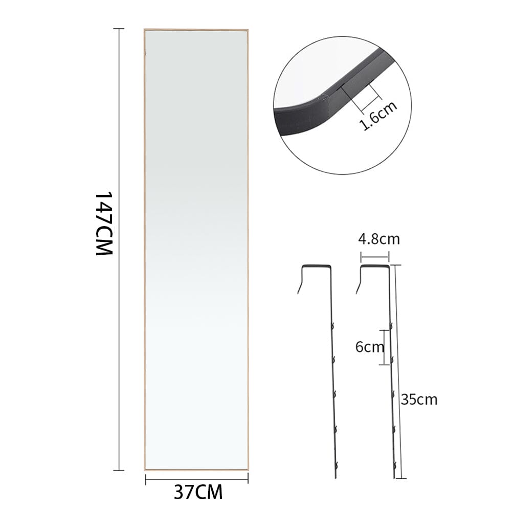 147cm H Metal Frame Over the Door Full Length Mirror Wall Mirrors Living and Home 