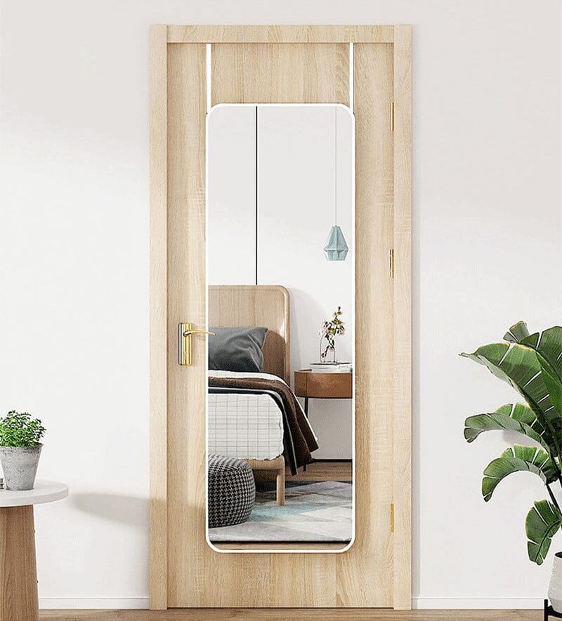 147cm H White Full Length Mirror with Rounded Corners Door Hanging Wall Mirrors Living and Home 