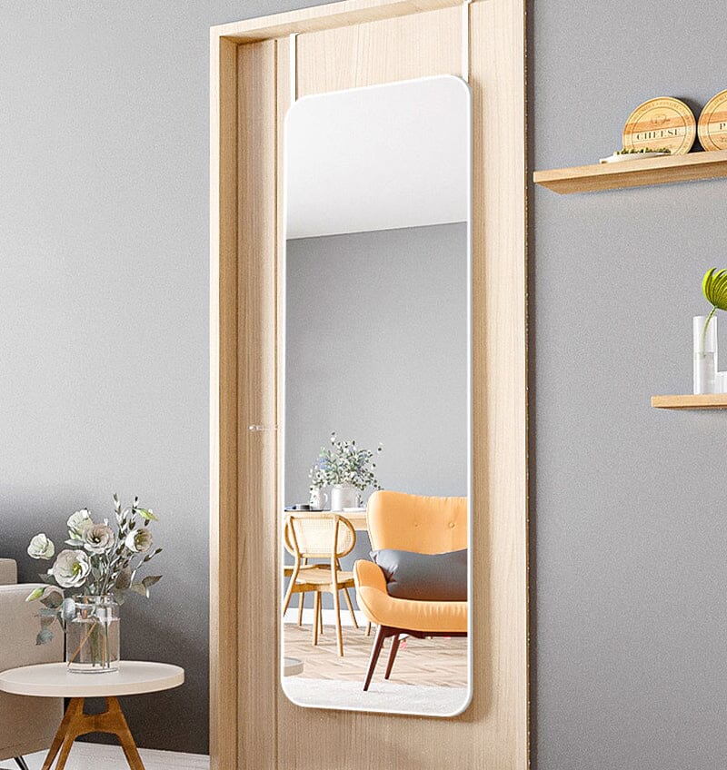 147cm H White Full Length Mirror with Rounded Corners Door Hanging Wall Mirrors Living and Home 