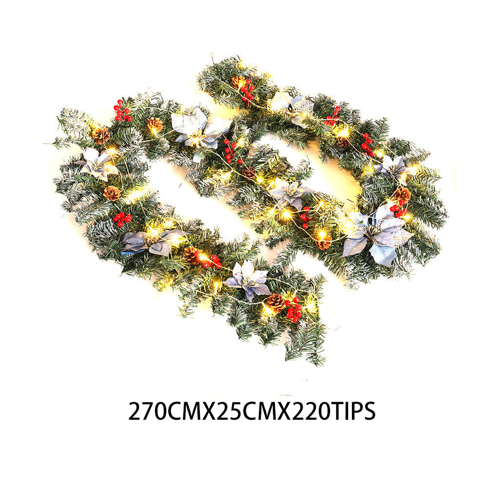 2.7m Christmas Rattan Garland Ornaments With 50 LED Light Xma Stairs Fireplaces Seasonal & Holiday Decorations Living and Home 