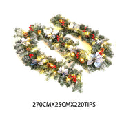 2.7m Christmas Rattan Garland Ornaments With 50 LED Light Xma Stairs Fireplaces Seasonal & Holiday Decorations Living and Home 