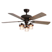 Wooden Ceiling Fan with 3 Head Lights & Remote 52 Inch Ceiling Fans Living and Home 