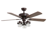 Wooden Ceiling Fan with 3 Head Lights & Remote 52 Inch Ceiling Fans Living and Home 