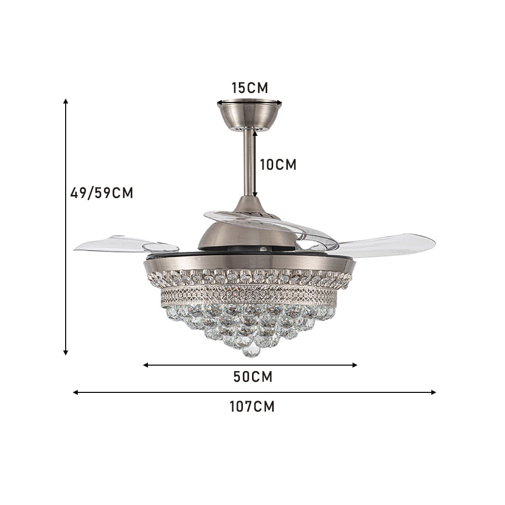 42inch Crystal Ceiling Fan Light Dimmable LED Light Fixture Ceiling Lights Living and Home 