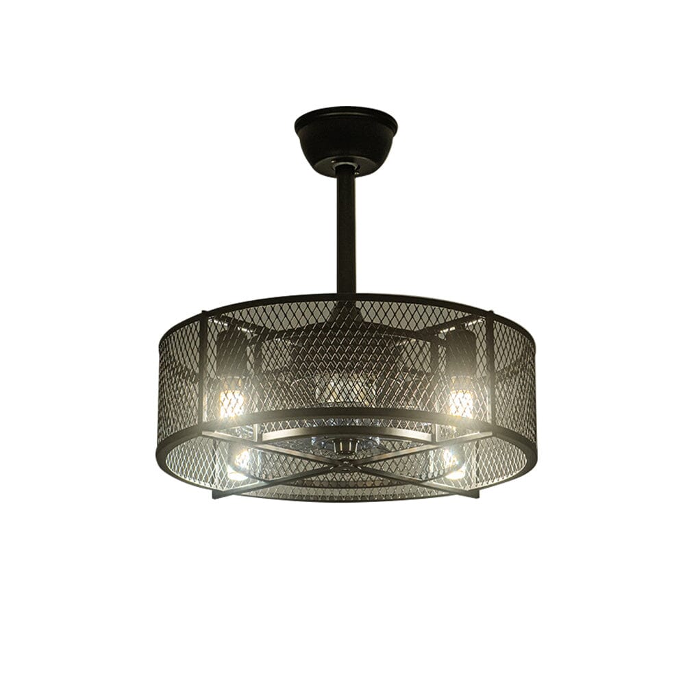 Black Ceiling Fan with 30W Light Wind Pendant with Metal Mesh Cage Ceiling Fans Living and Home 