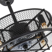 Industrial Ceiling Fan Light Black Metal Mesh Cage Fan with Light Ceiling Lights Living and Home 