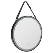 Round Metal LED Mirror with Hanging Strap Bathroom Mirrors Living and Home 