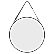 Round Metal LED Mirror with Hanging Strap Bathroom Mirrors Living and Home 