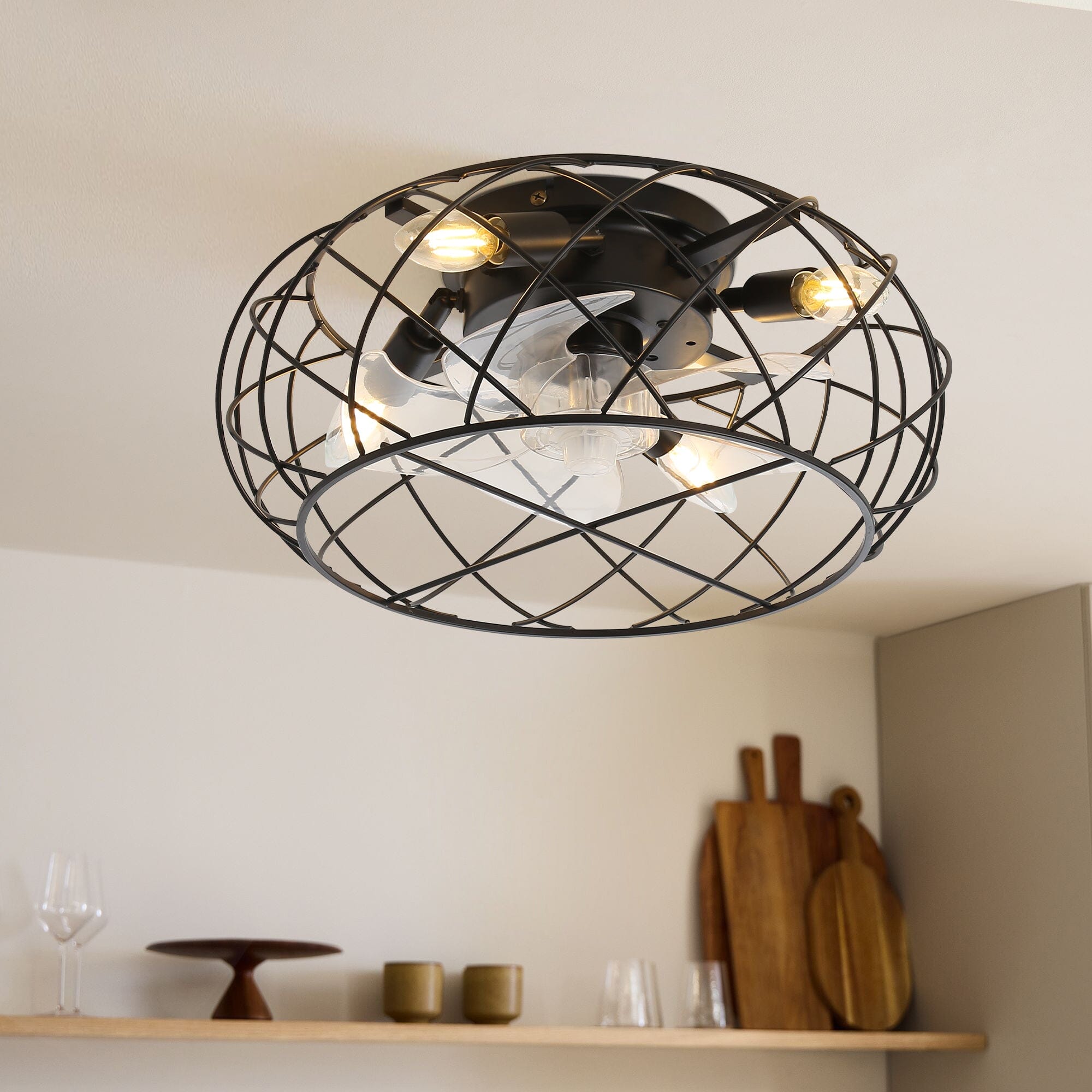 Black Cage Ceiling Fan Light Ceiling Fans Living and Home 