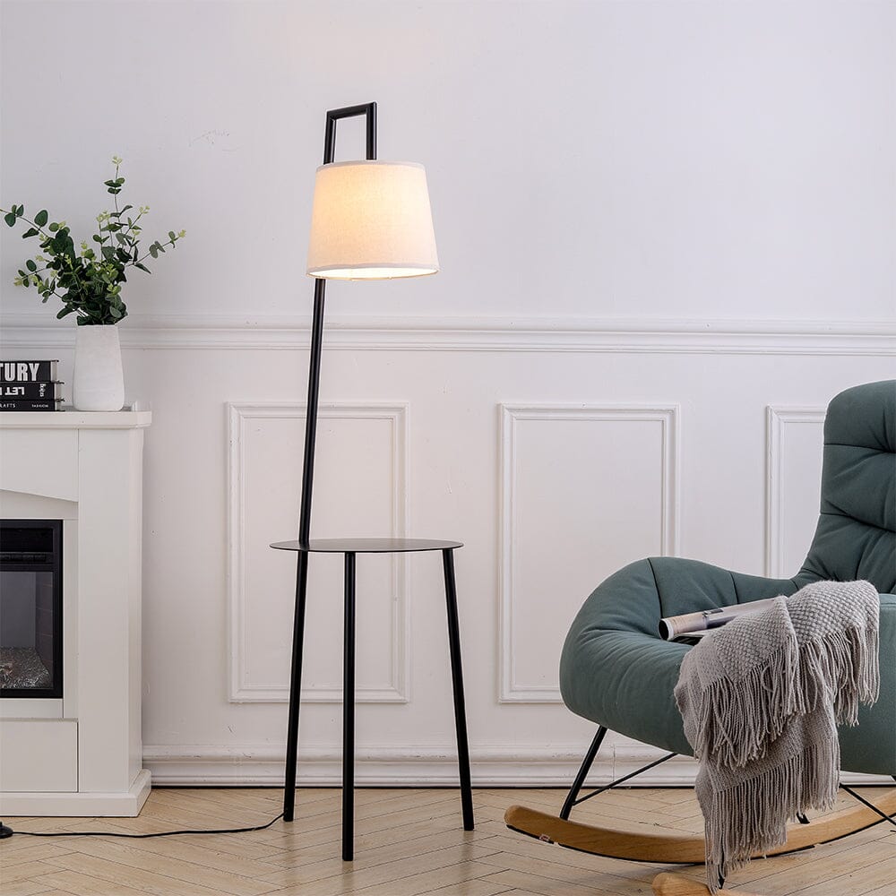 Metal Tray Table Floor Lamp with Linen Lampshade Floor Lamps Living and Home 