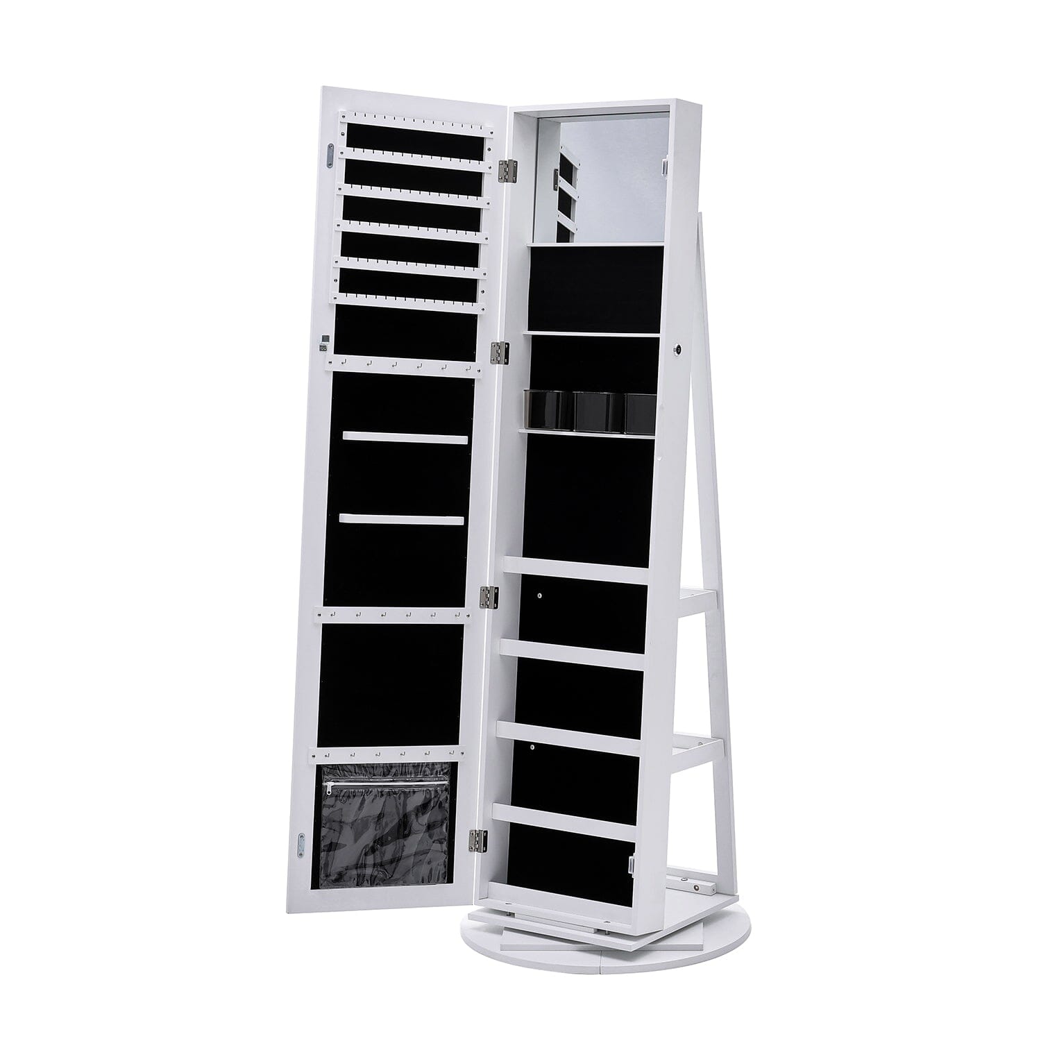 White Rotating Jewelry Armoire with Mirror Jewellery Armoires Living and Home 