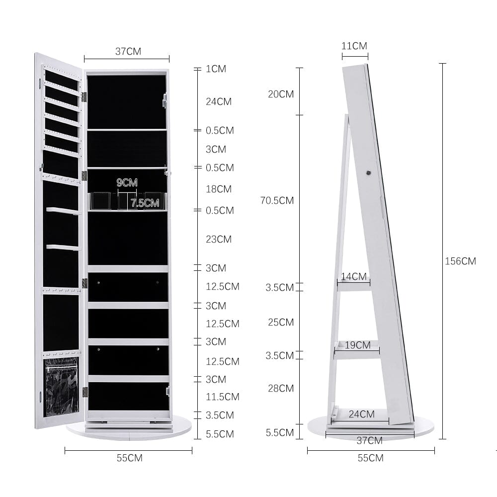 White Rotating Jewelry Armoire with Mirror Jewellery Armoires Living and Home 