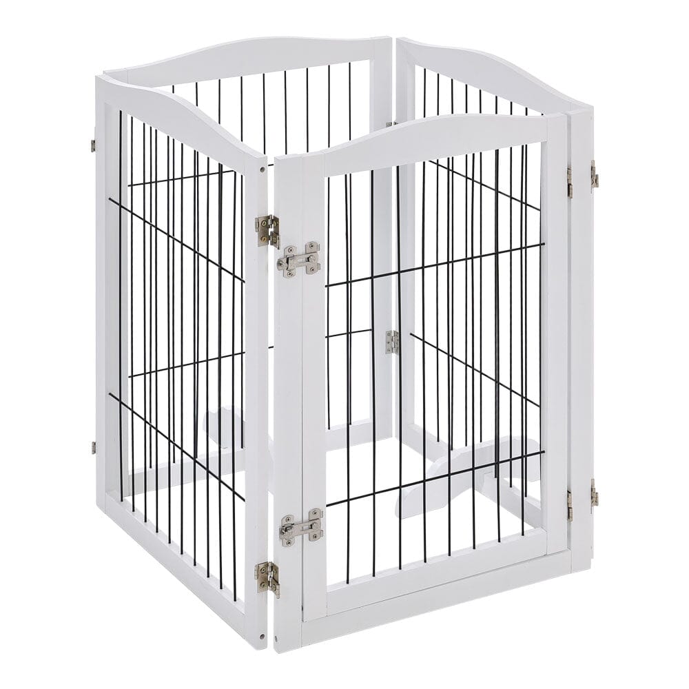 Freestanding Wooden Pet Playpen 4-Panel Pet Playpens Living and Home 