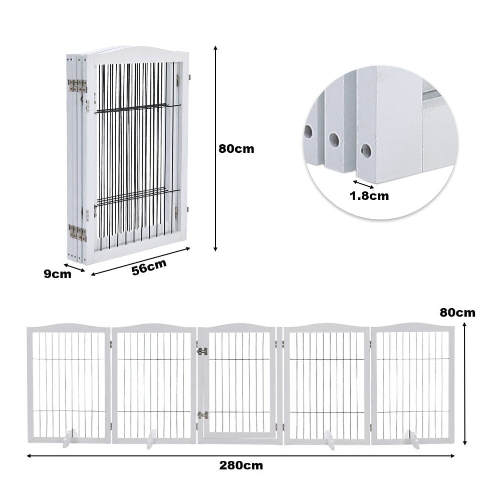 Freestanding Wooden Pet Playpen 4-Panel Pet Playpens Living and Home 