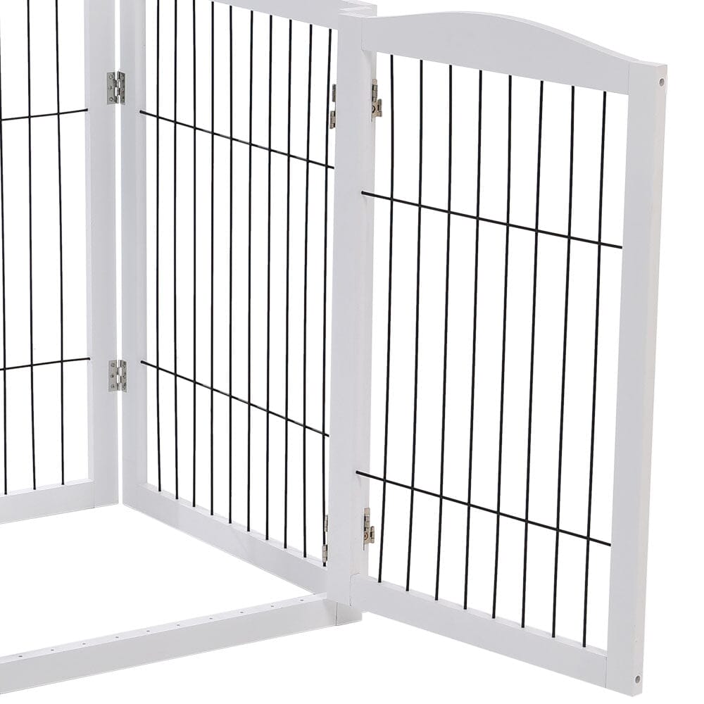 Freestanding Wooden Pet Playpen 4-Panel Pet Playpens Living and Home 