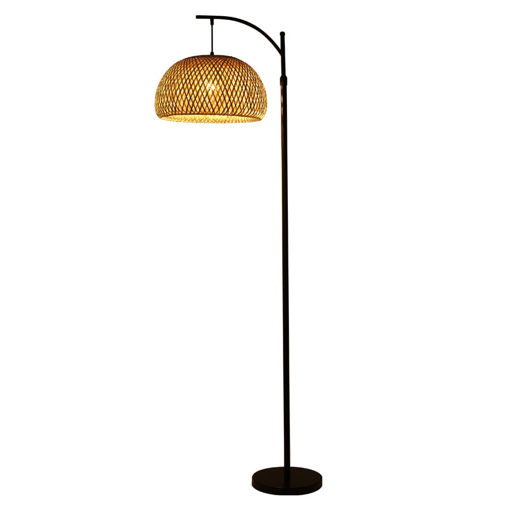 Floor Lamp with Natural Rattan Shade Floor Lamps Living and Home 