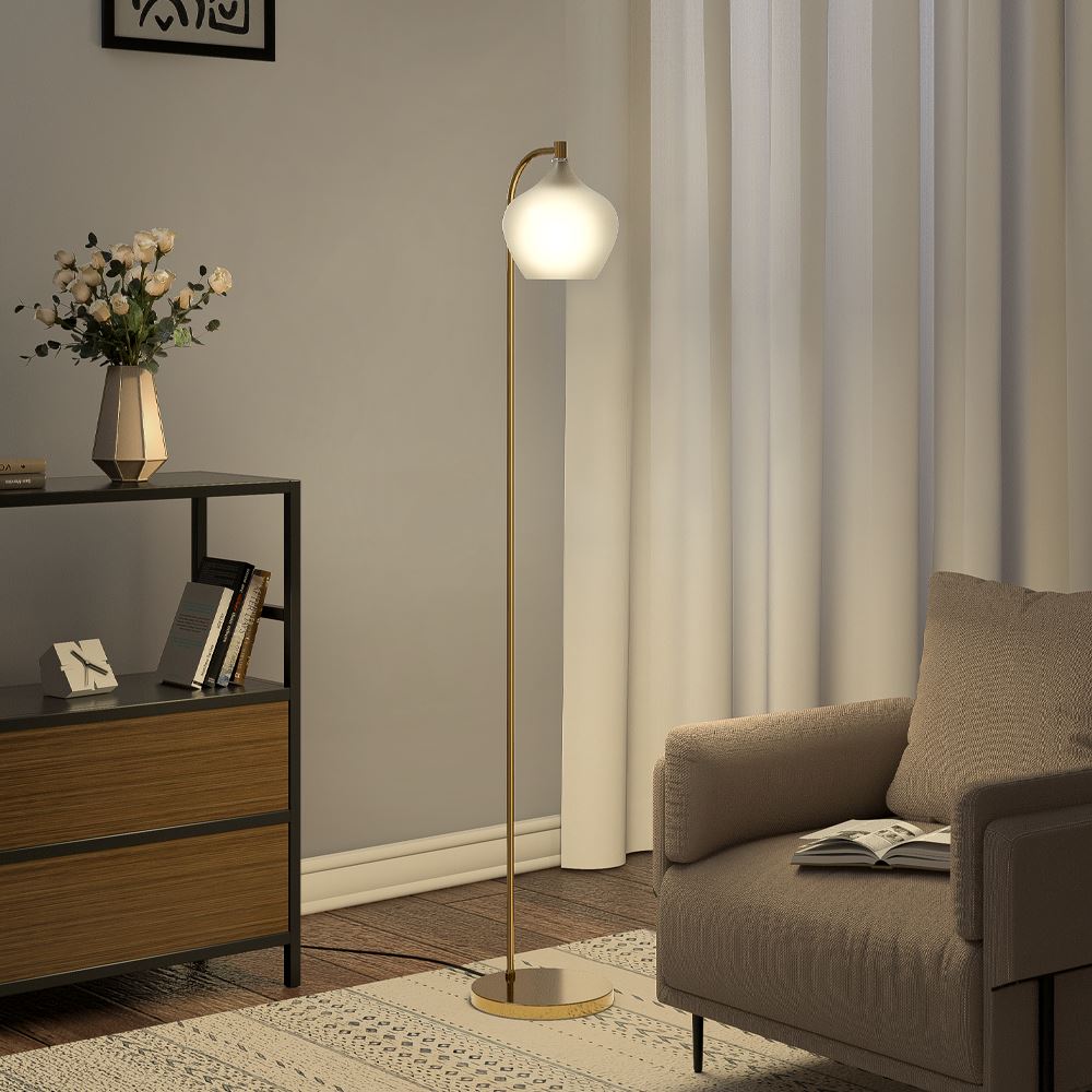 Luxurious Standing Floor Lamp with Glass Shade Floor Lamps Living and Home 