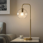 Gold Arc LED Table Lamp with Glass Shade Table Lamps Living and Home 