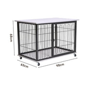 98cm W Wooden Wire Dog Crate with Tray for Small to Medium-Sized Dogs Dog Houses Living and Home 