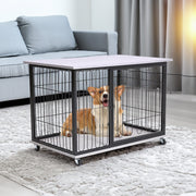 98cm W Wooden Wire Dog Crate with Tray for Small to Medium-Sized Dogs Dog Houses Living and Home 