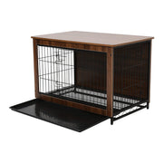 Brown Wooden Wire Dog Crate Pet Cage Dog Houses Living and Home 