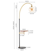 Modern Adjustable Arc Floor Lamp with Wood Tray Floor Lamps Living and Home 