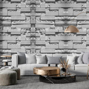 3D Effect Grey Slate Stone Wallpaper Wallpaper Living and Home 