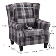 Grey Tartan Polyester Armchair Armchairs Living and Home 