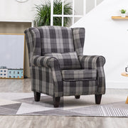 3.2ft Height Grey Checked Armchair Polyester Oswald for Livingroom Wingback Chairs Living and Home 