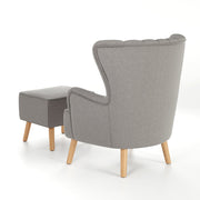 Grey Linen Armchair and Footstool Armchair and Footstool Living and Home 