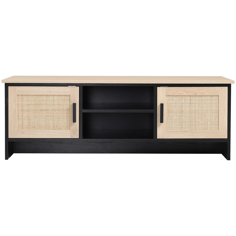 Modern TV Stand Wooden Storage Cabinet with Rattan Doors Cabinets Living and Home 