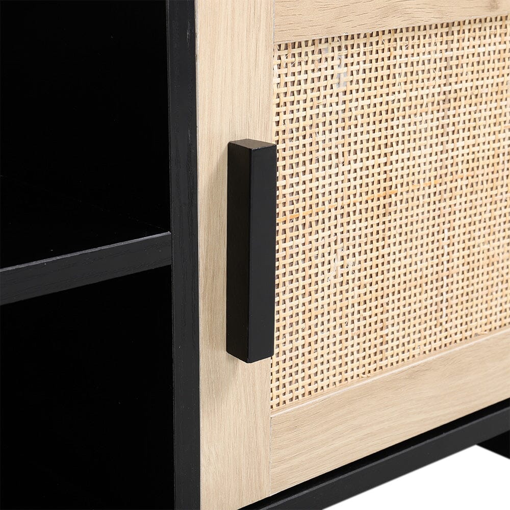 Modern TV Stand Wooden Storage Cabinet with Rattan Doors Cabinets Living and Home 