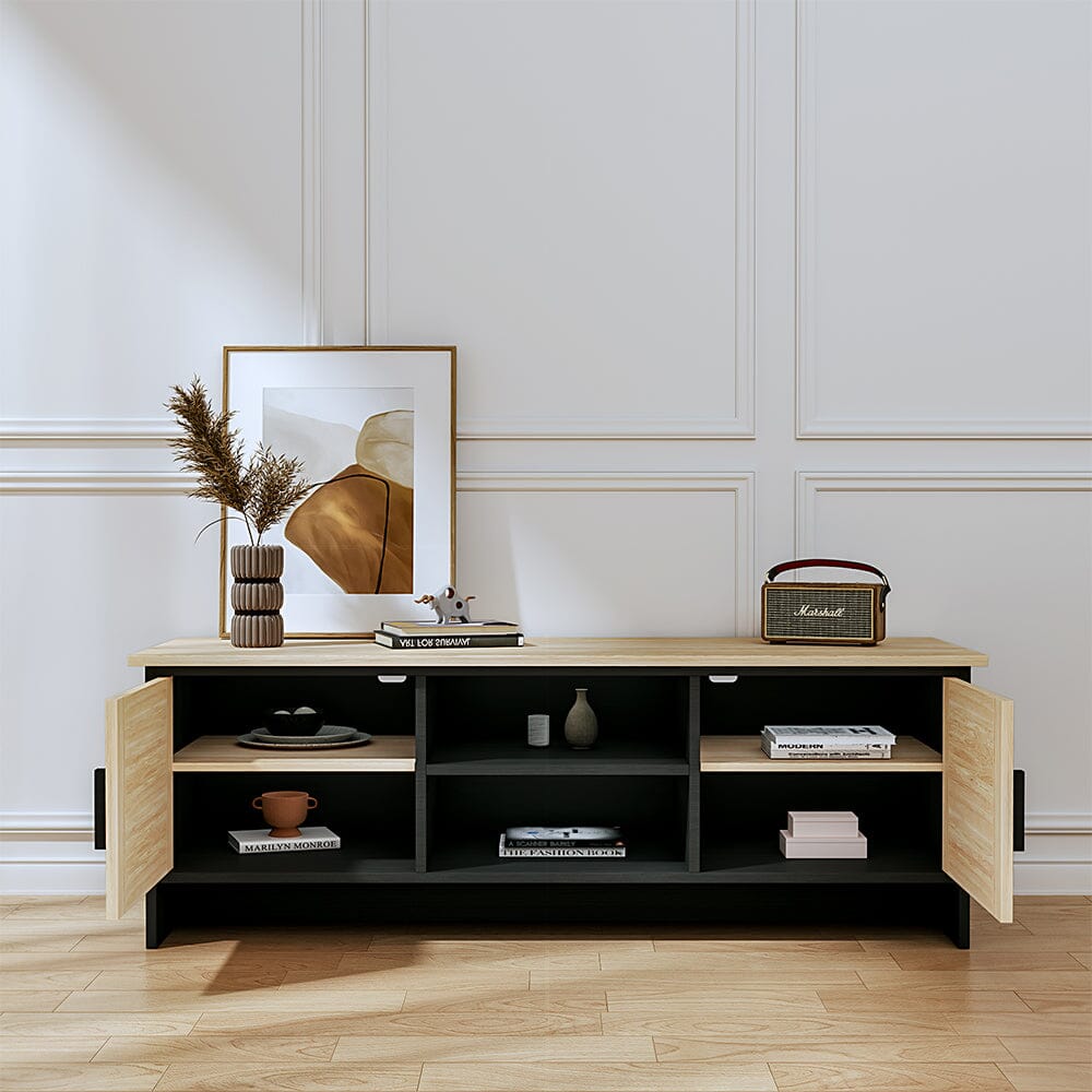 Modern TV Stand Wooden Storage Cabinet with Rattan Doors, JM2195 Living and Home 