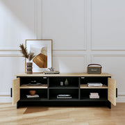 Modern TV Stand Wooden Storage Cabinet with Rattan Doors, JM2195 Living and Home 