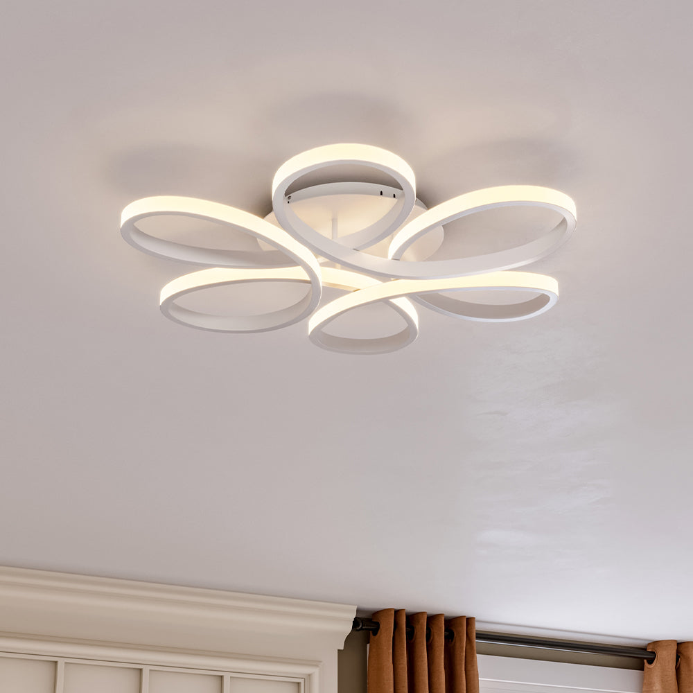 Floral 6 Rings Modern LED Ceiling Light Dimmable with Remote Control Ceiling Lights Living and Home W 58 x L 58 cm 