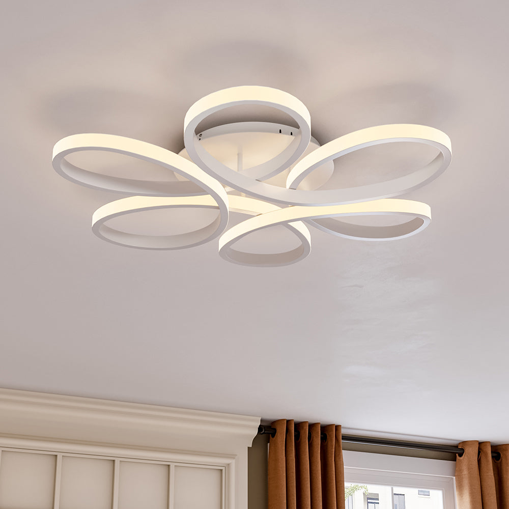 Floral 6 Rings Modern LED Ceiling Light Dimmable with Remote Control Ceiling Lights Living and Home 