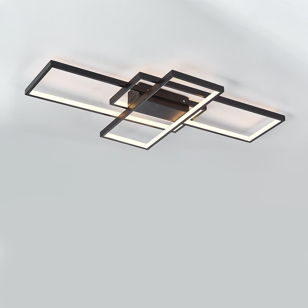 Modern LED Ceiling Light with 3 Black Rectangle Lampshades Ceiling Lights Living and Home 