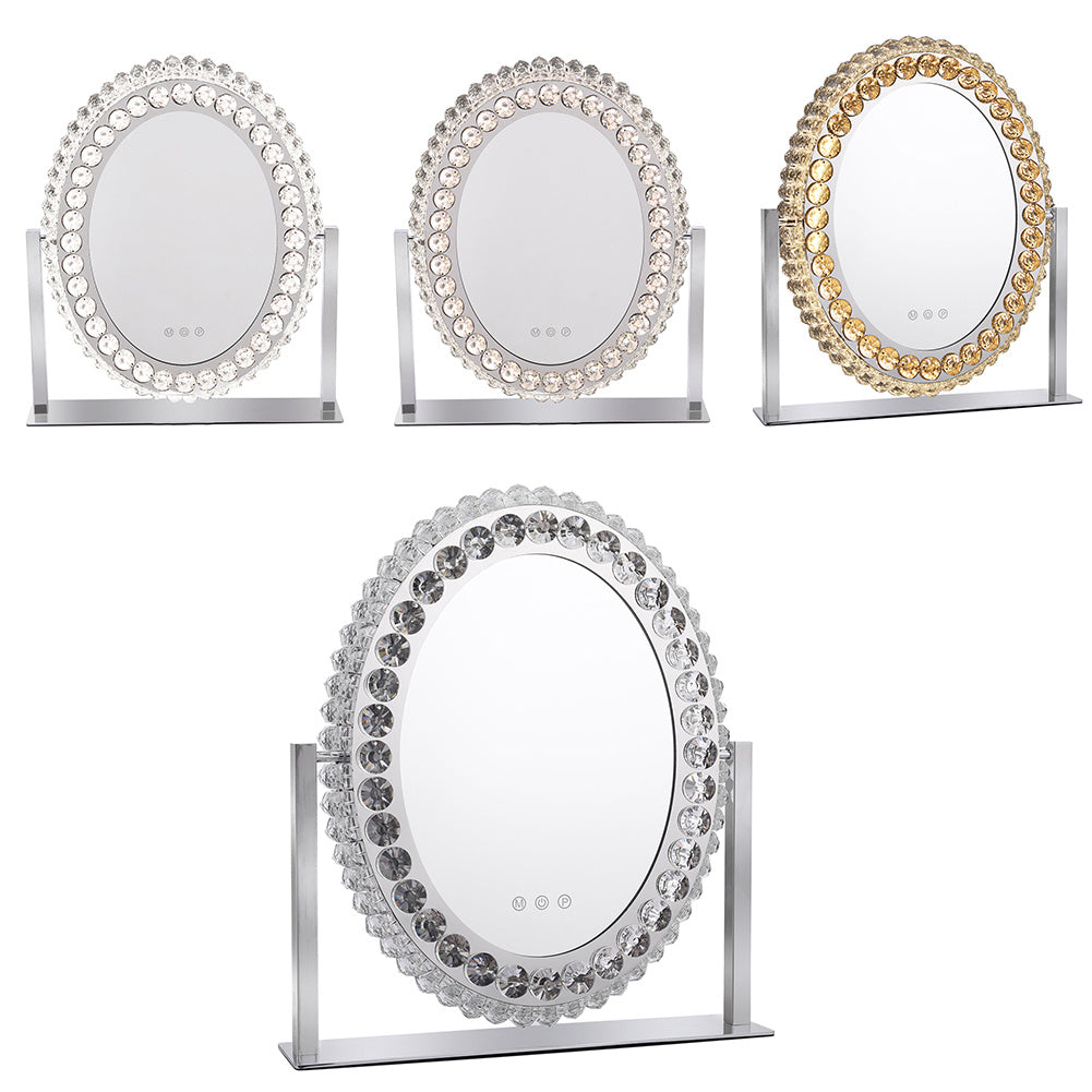 Dimmable Hollywood Led Makeup Mirror Luxury Crystal Diamante Oval Vanity Mirror Face Mirrors Living and Home 