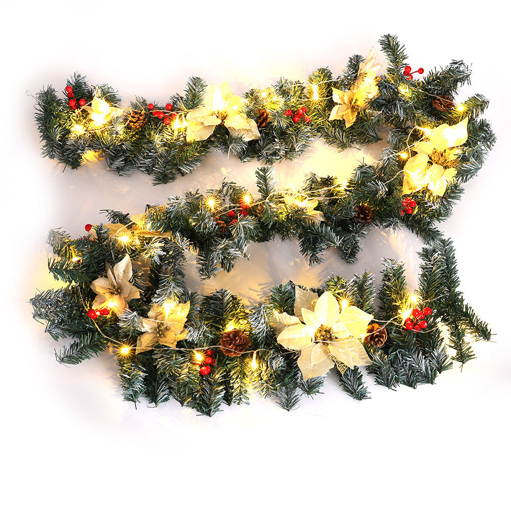 2.7m Christmas Garland 50 LED Lights Spruce Decor for Stair Fireplace Christmas Living and Home 